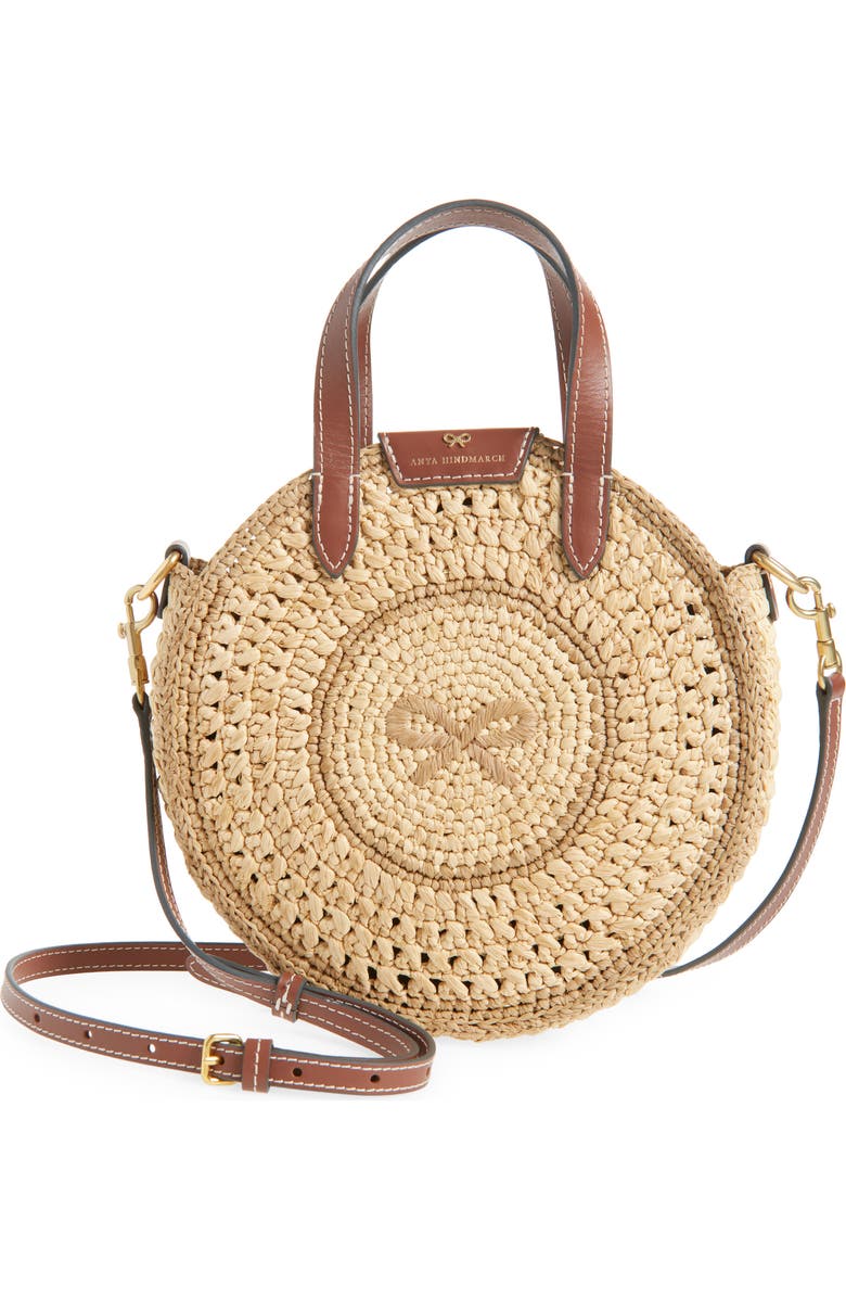 Anya Hindmarch Small Bow Round Raffia Tote, Main, color,