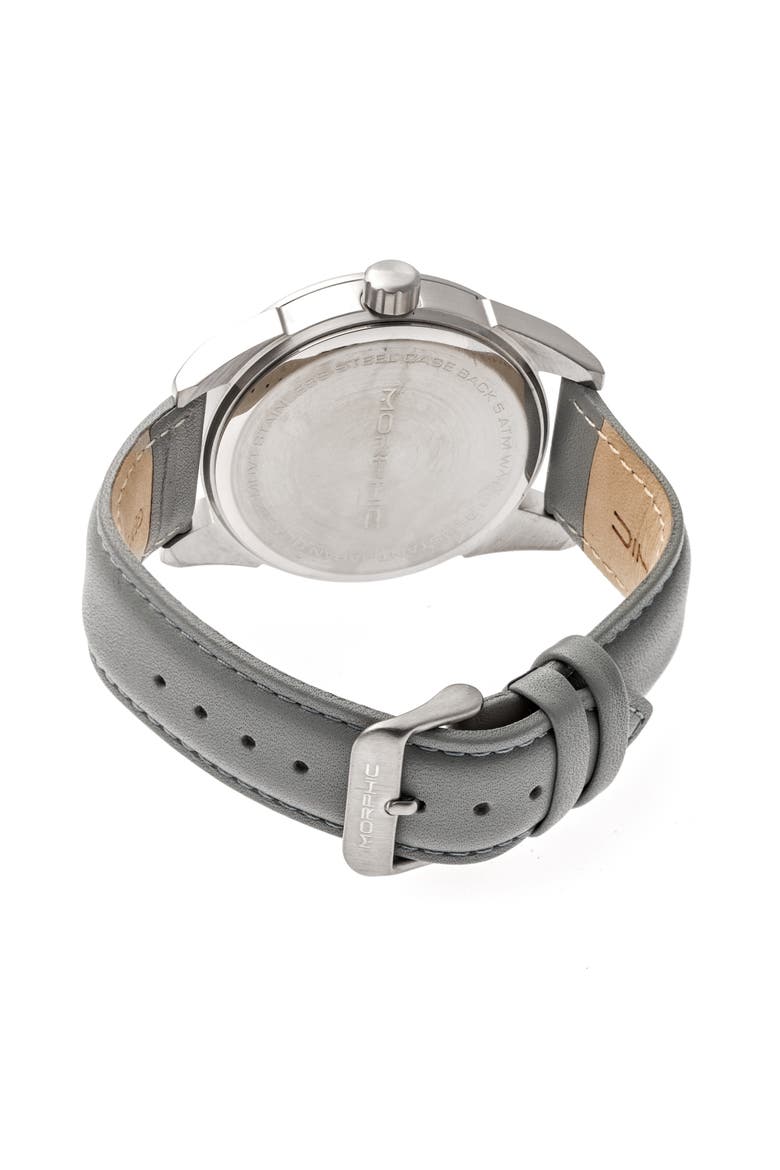 M63 Series Leather-Band Watch w/Date, Alternate, color, Black/Grey
