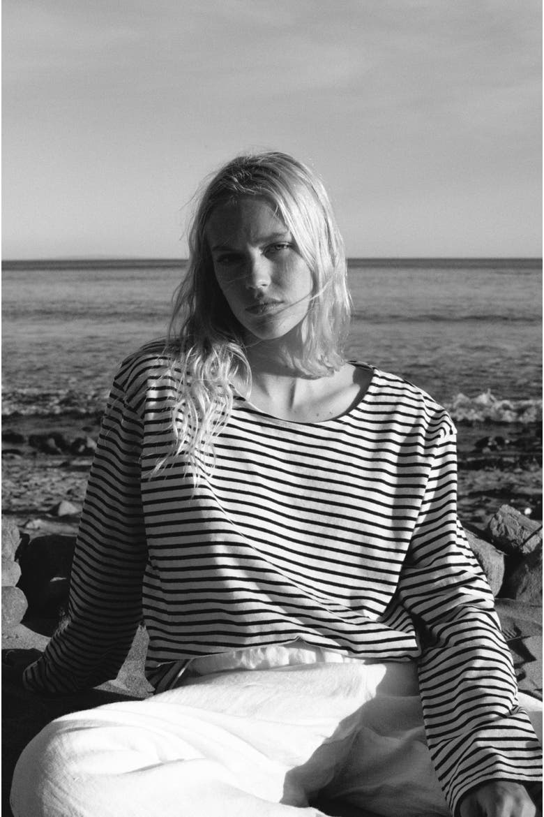 Camille Striped Top, Alternate, color, CLASSIC NAVY STRIPE