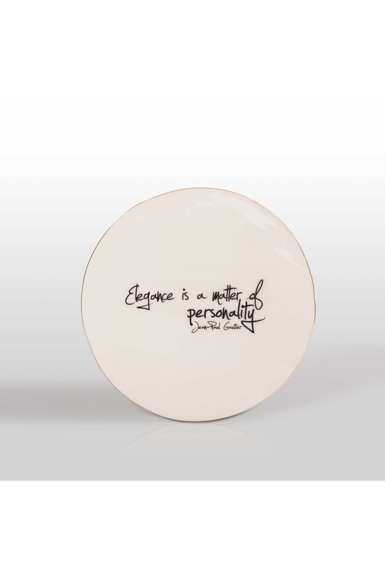 "Elegance Is A Matter Of Personality" Jean Paul Gaultier - Large Platter with Quote, Alternate, color, White