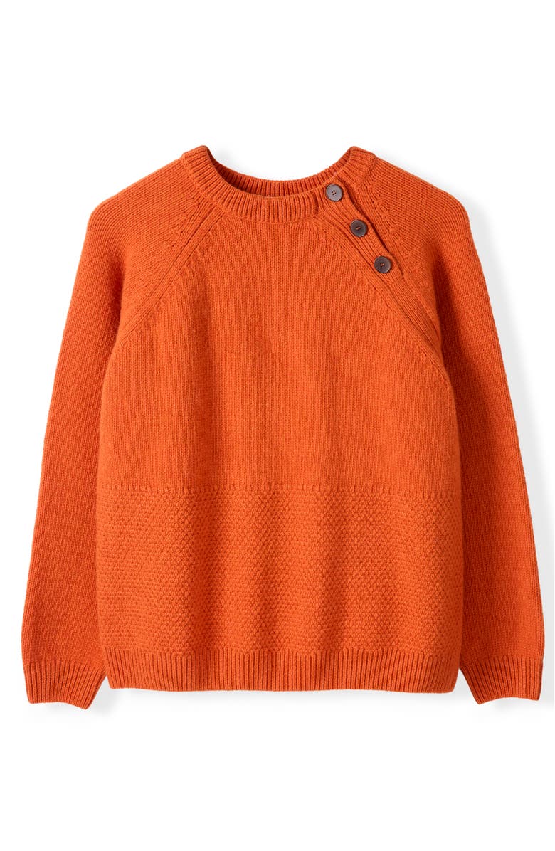 Celtic & Co. Lambswool Button Neck Sweater, Alternate, color, Burnt Orange