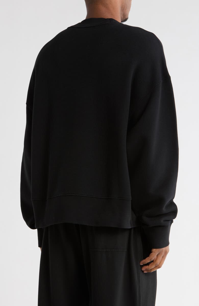 Palm Angels Curved Logo Crewneck Sweatshirt, Alternate, color, Black White