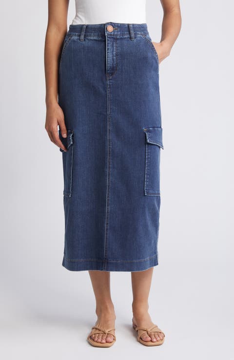 'Ab'Solution Skyrise Denim Cargo Skirt