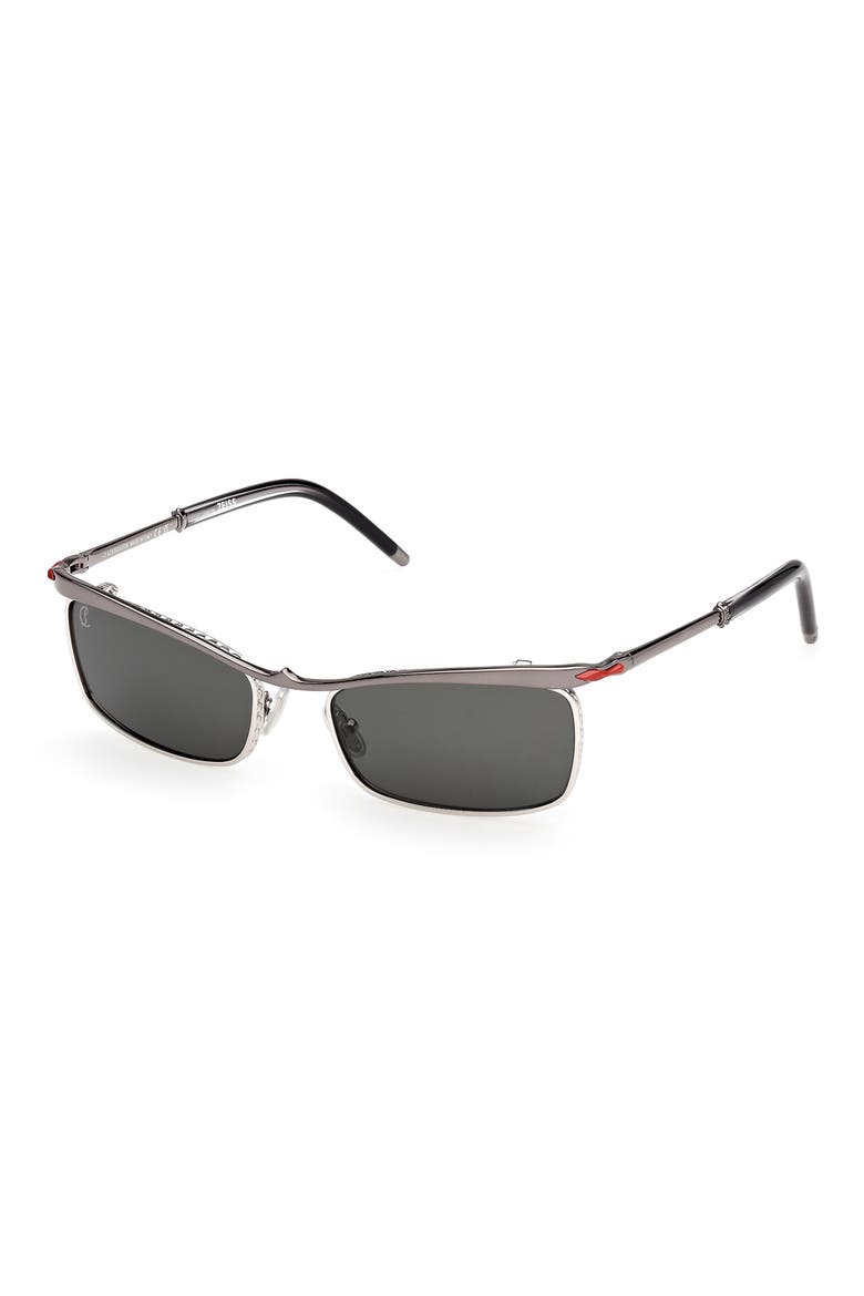55mm Rectangular Sunglasses, Alternate, color, DARK GUNMETAL / ZEISS SMOKE