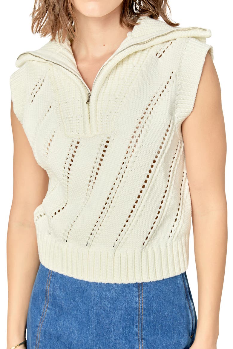 Half-Zip Sweater Vest, Alternate, color, WHITE