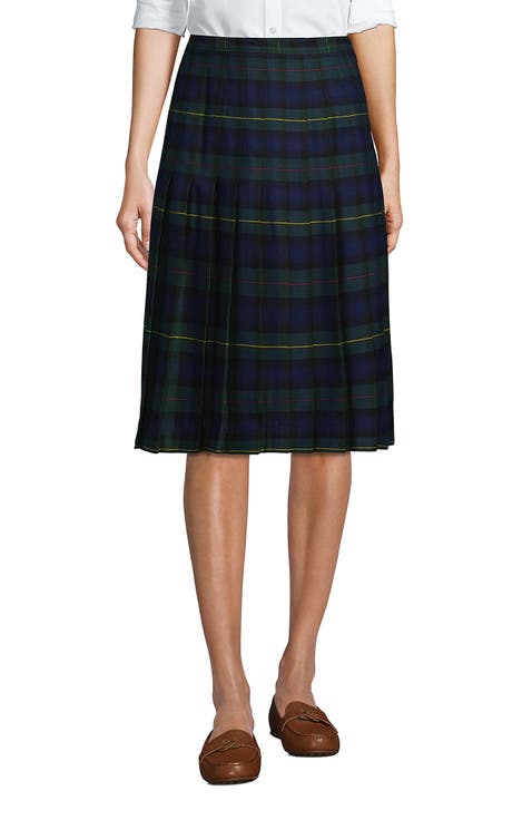 School Uniform  Plaid Pleated Skirt Below the Knee