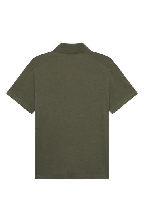 Les Deux Emmanuel Linen & Cotton Polo Sweater In Forest Green