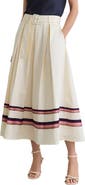 Reiss Rian Stripe Stretch Cotton Midi Skirt