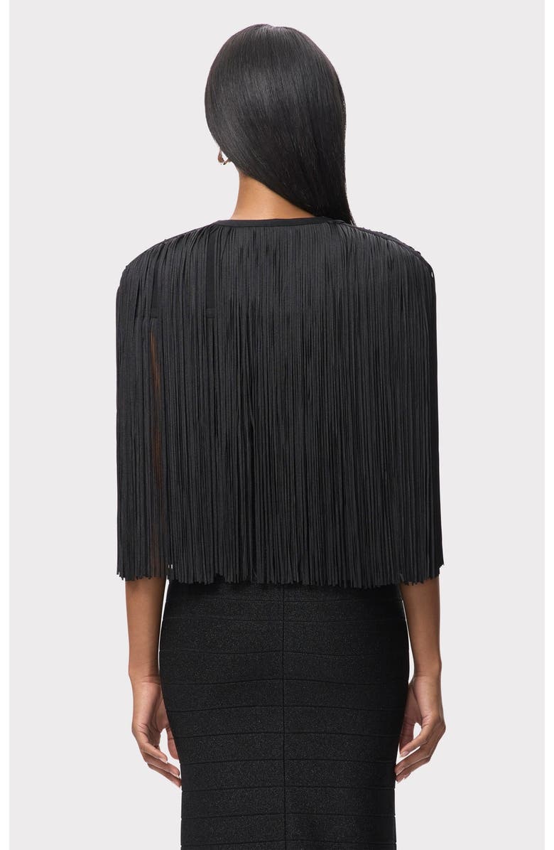 Herve Leger Icon Fringe Cape, Alternate, color, Black