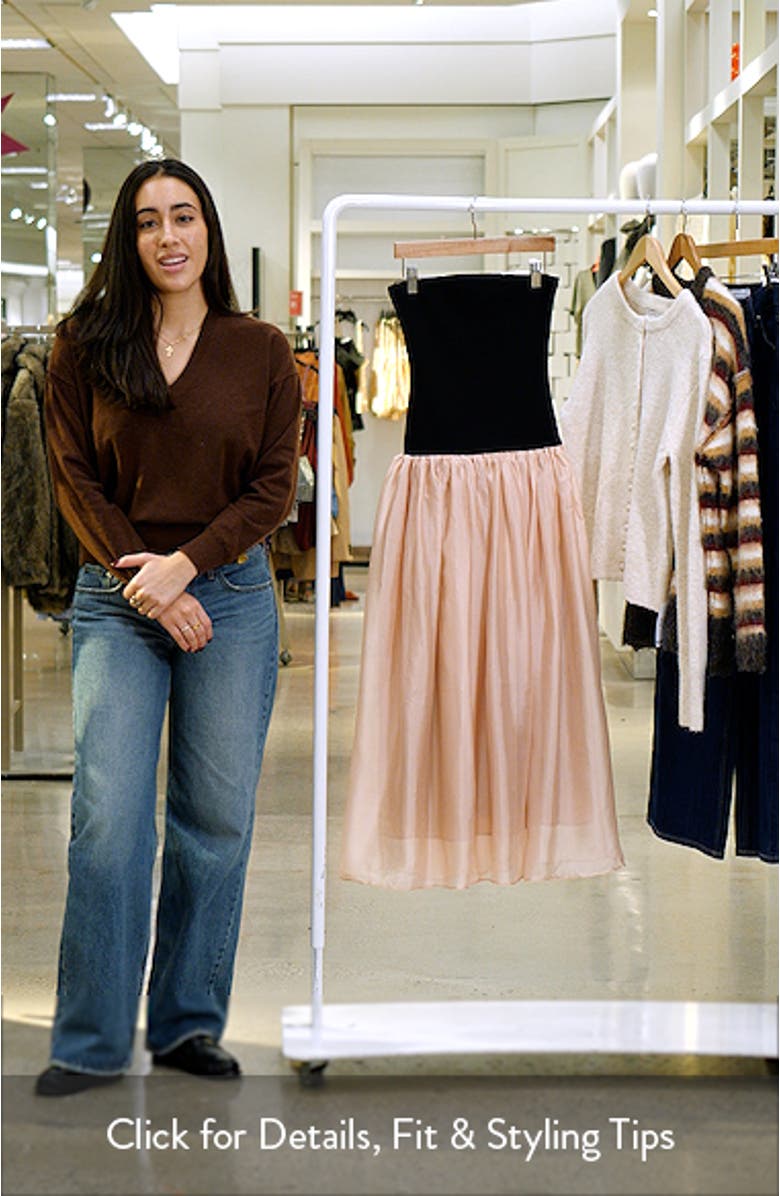 Strapless Mixed Media Midi Dress, sales video thumbnail