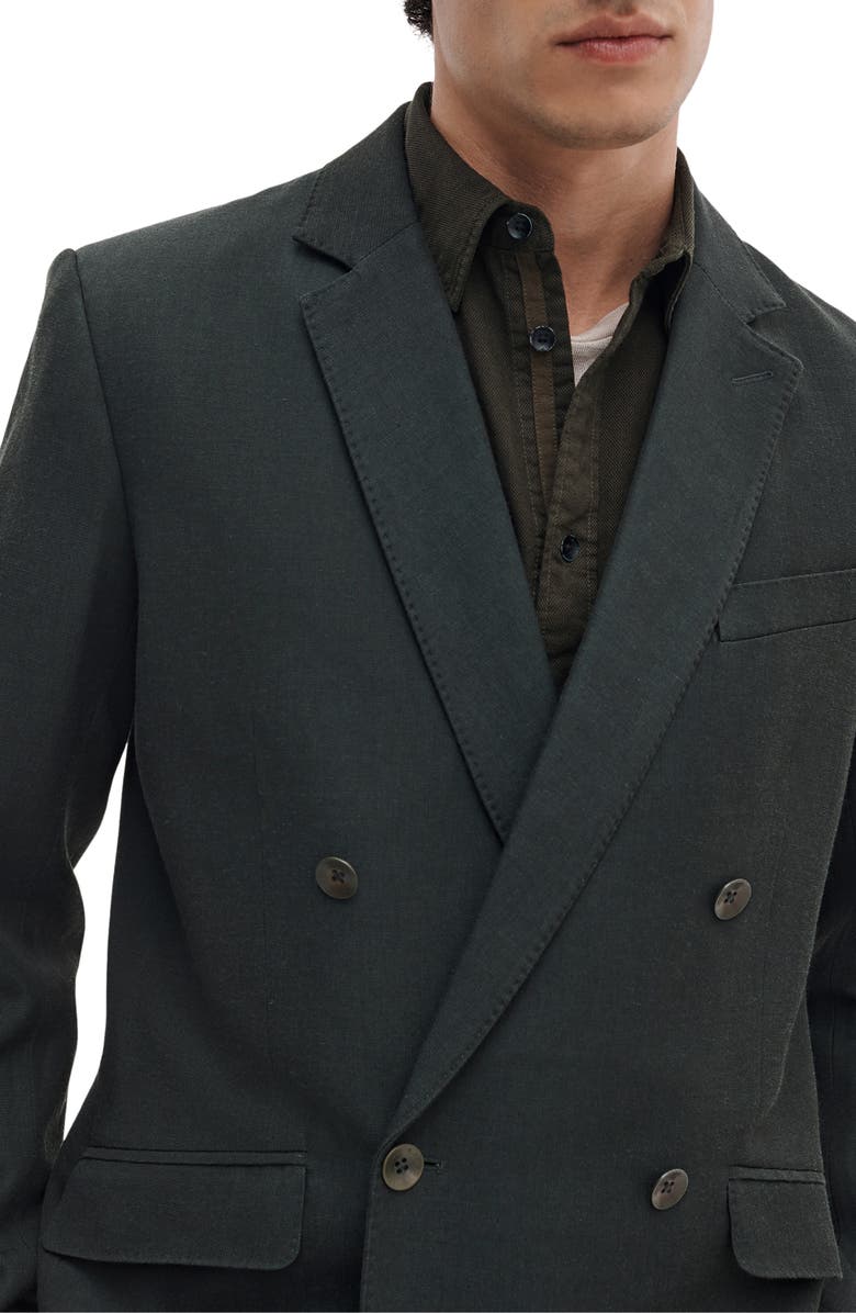 rag & bone Butler Double Breasted Wool Blend Blazer, Alternate, color, Charcoal Green