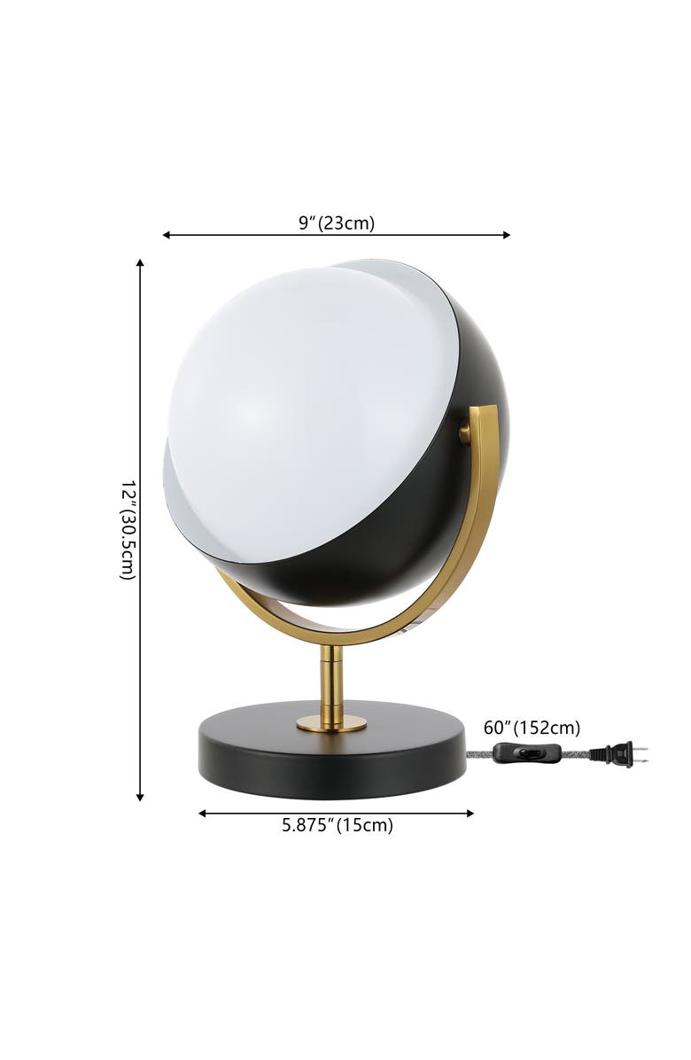 JONATHAN Y Orion Vintage Classic Metal/Acrylic Adjustable Orb LED Floor Spotlight, Alternate, color, Black/Brass Gold