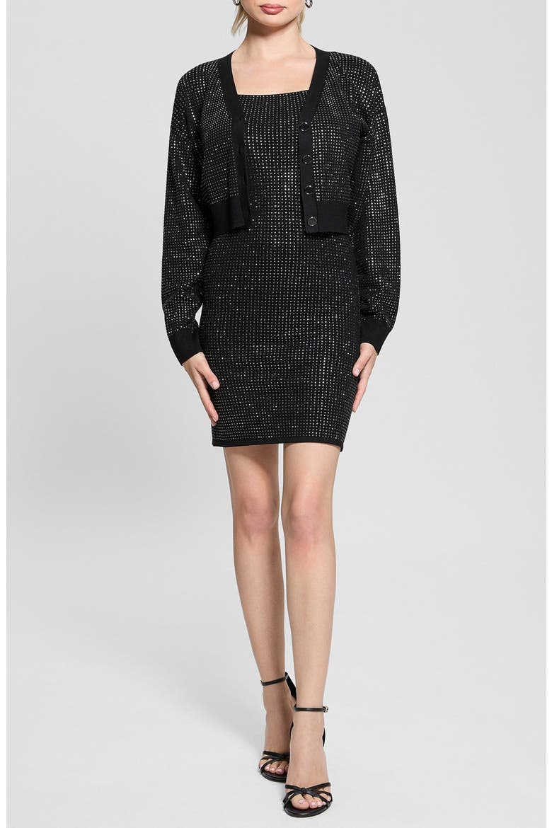 Khloe Rhinestone Sweater Dress, Main, color, JET BLACK