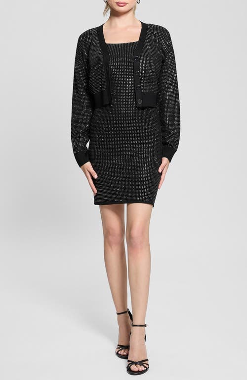 Guess Khloe Rhinestone Sweater Dress In Jet Black