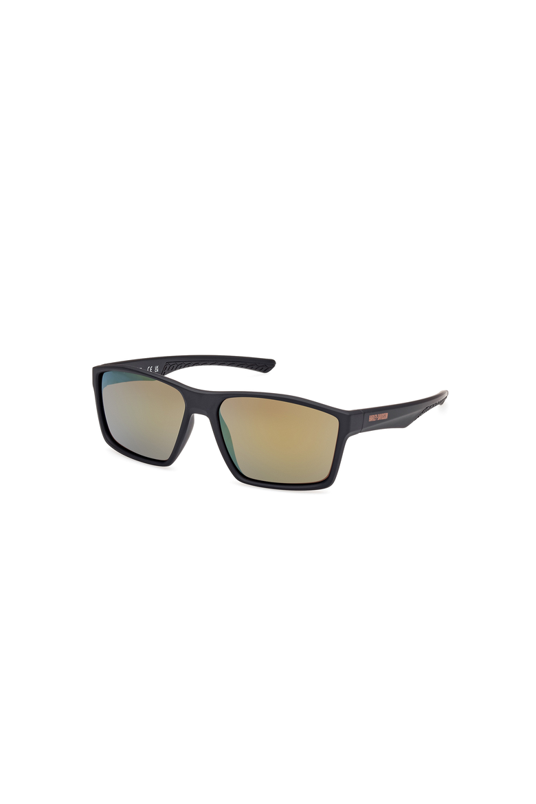 Vented Temple Rectangular Sport Sunglasses, Main, color, Matte Black / Bordeaux Mirror