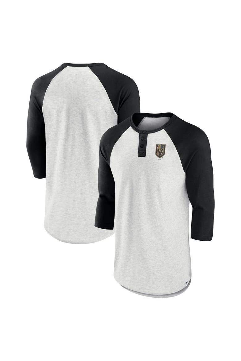 Men's Fanatics Branded Ash/Black Vegas Golden Knights True Classics Better Believe Raglan Henley 3/4-Sleeve T-Shirt, Main, color, Ash