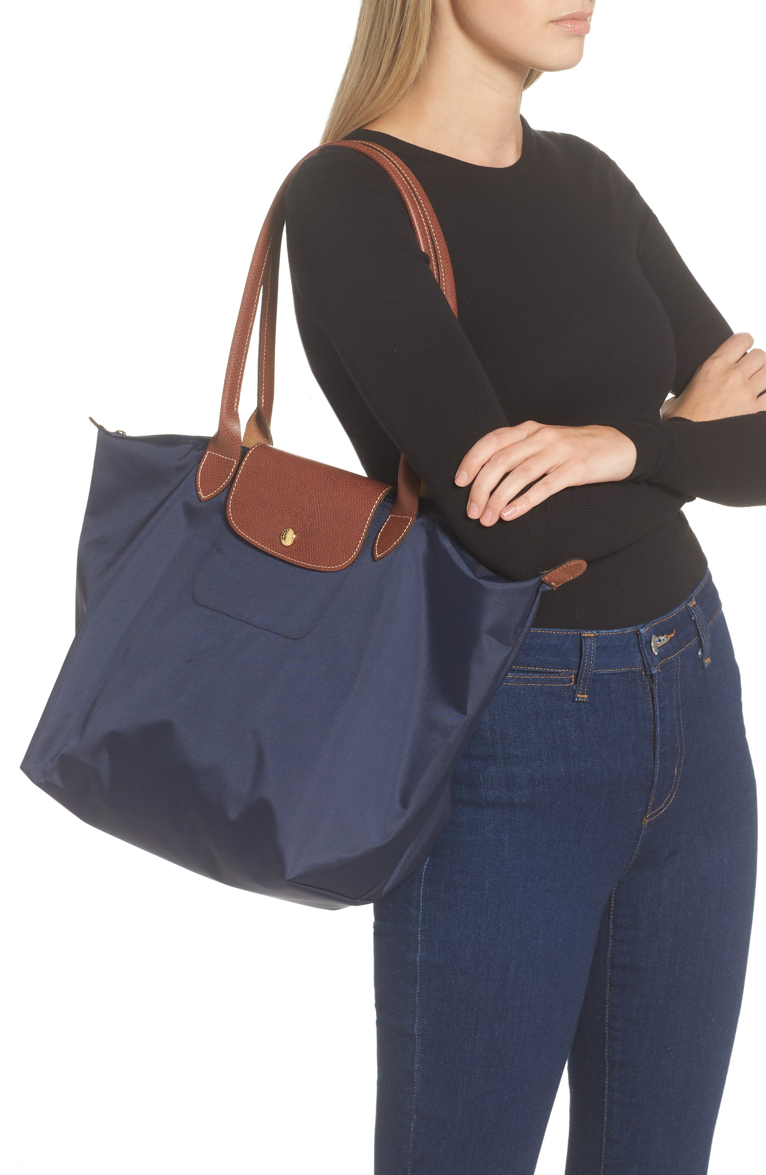 Large Le Pliage Tote, Alternate, color, NAVY