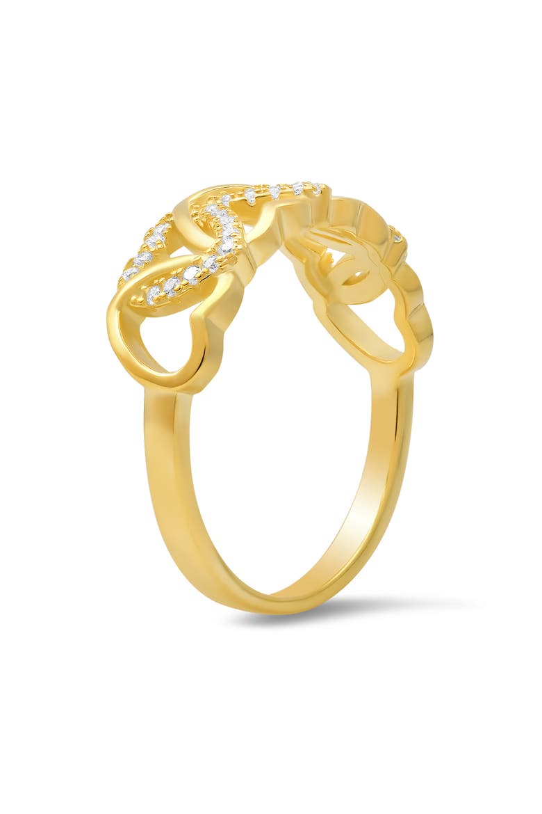 Sterling Silver Interlock Cubic Zirconia Heart Ring, Alternate, color, GOLD