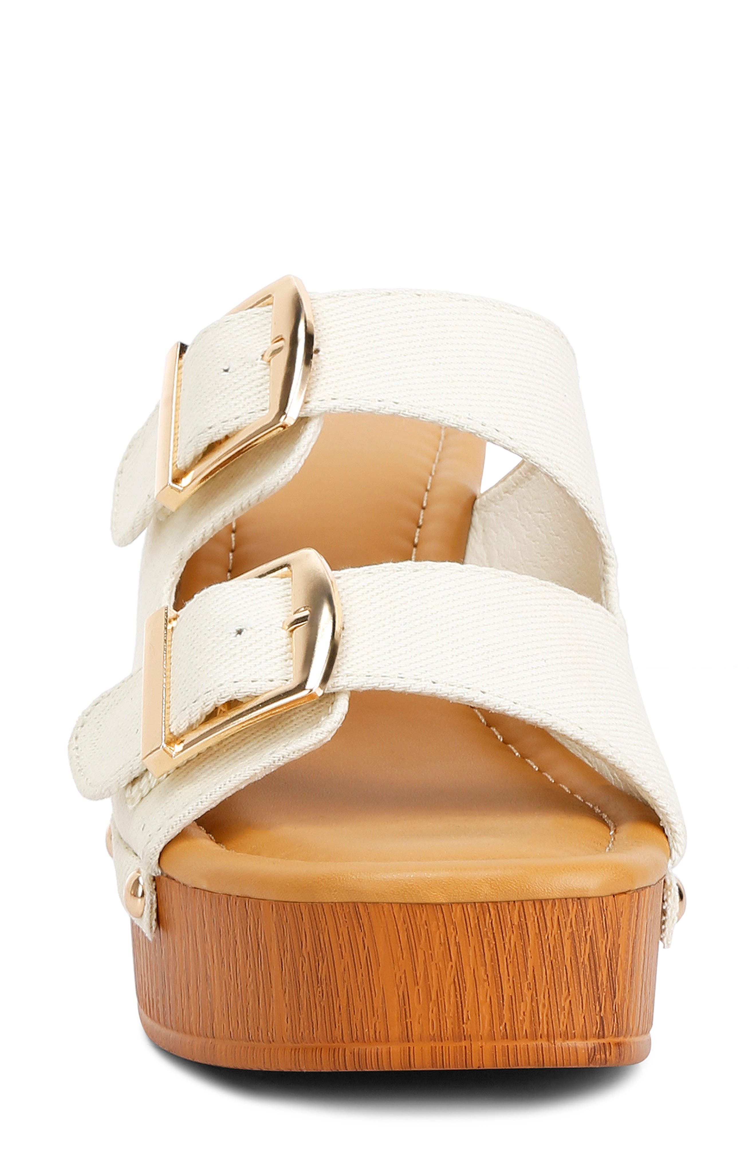 Rag & Co Sarai Buckle Strap Platform Sandal, Alternate, color, Ivory