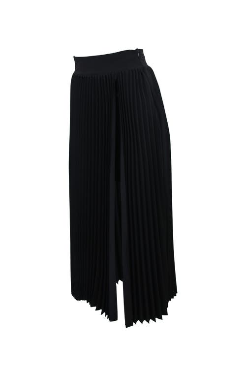 Theo The Label Atlas Pleated High Slit Skirt In Black