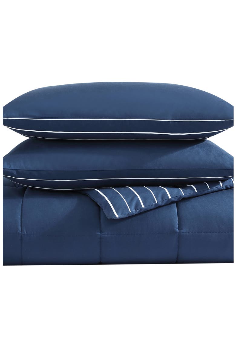 Longdale Stripe Comforter & Sham Set, Main, color, NAVY BLUE