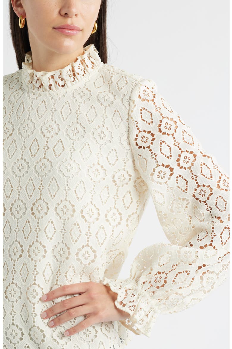 Ruffle Lace Top, Alternate, color, IVORY PRISTINE