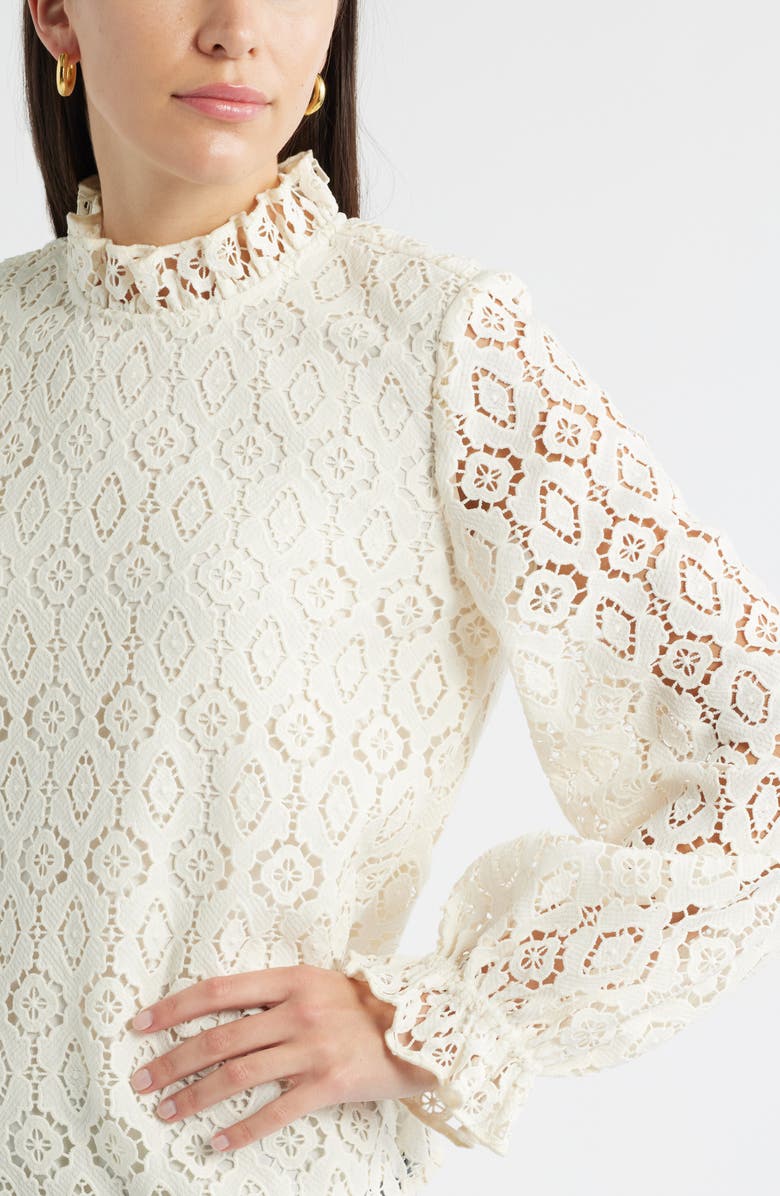 Caslon<sup>®</sup> Ruffle Lace Top, Alternate, color, Ivory Pristine