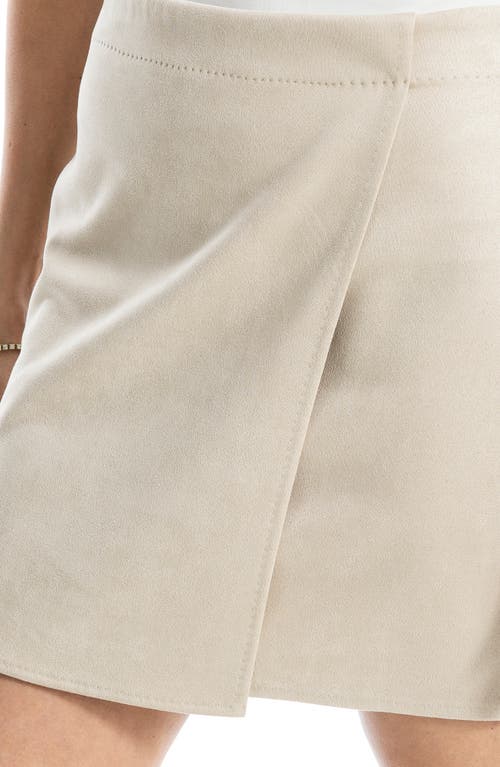 Max Studio Faux Suede Wrap Miniskirt In Oyster