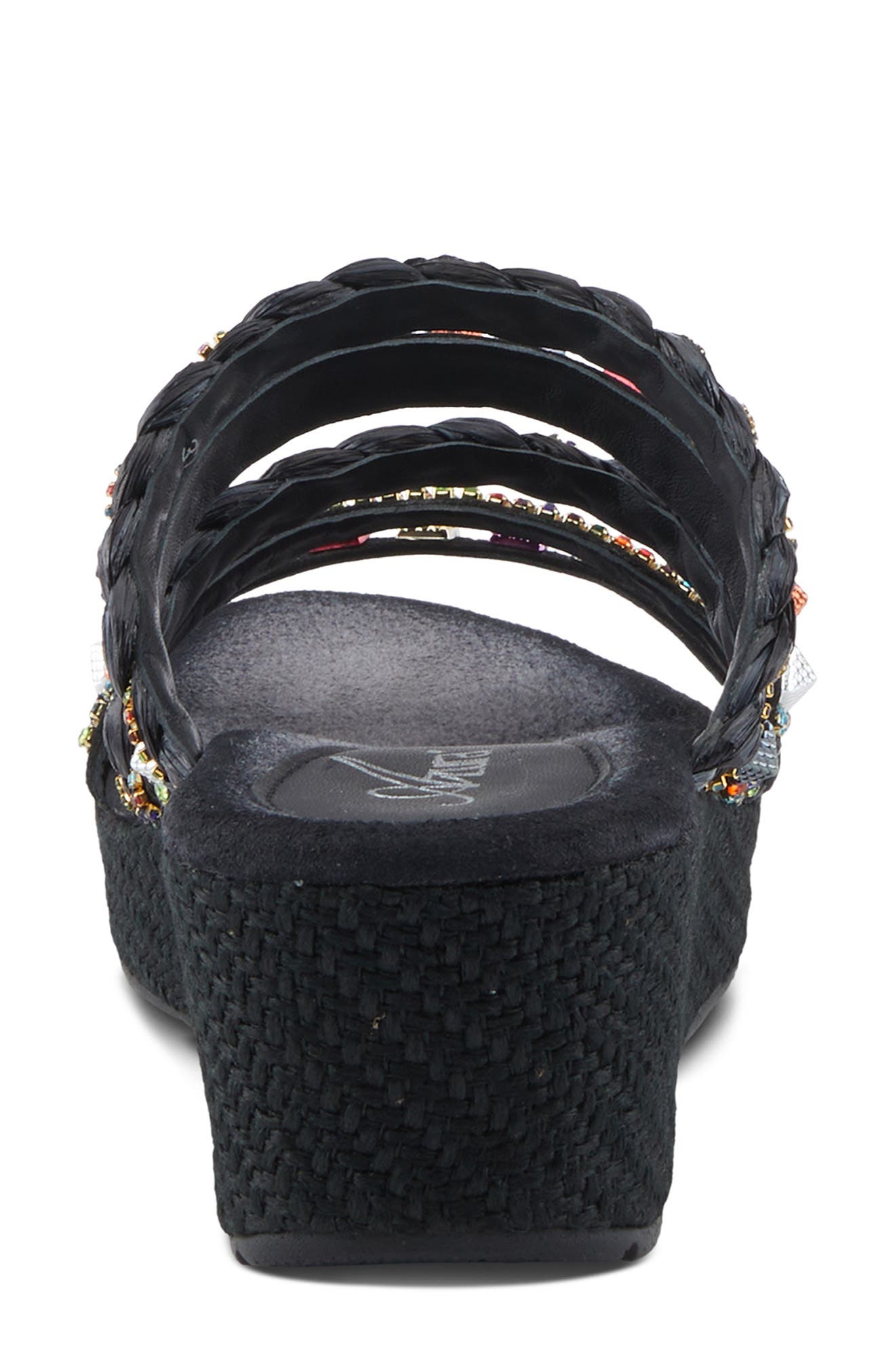 AZURA BY SPRING STEP Shinychic Platform Wedge Slide Sandal, Alternate, color, Black Multi