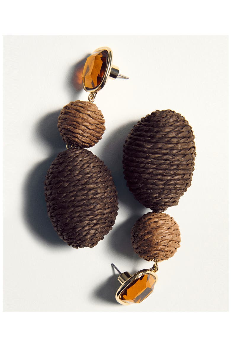 Raffia Drop Earrings, Alternate, color, BROWN