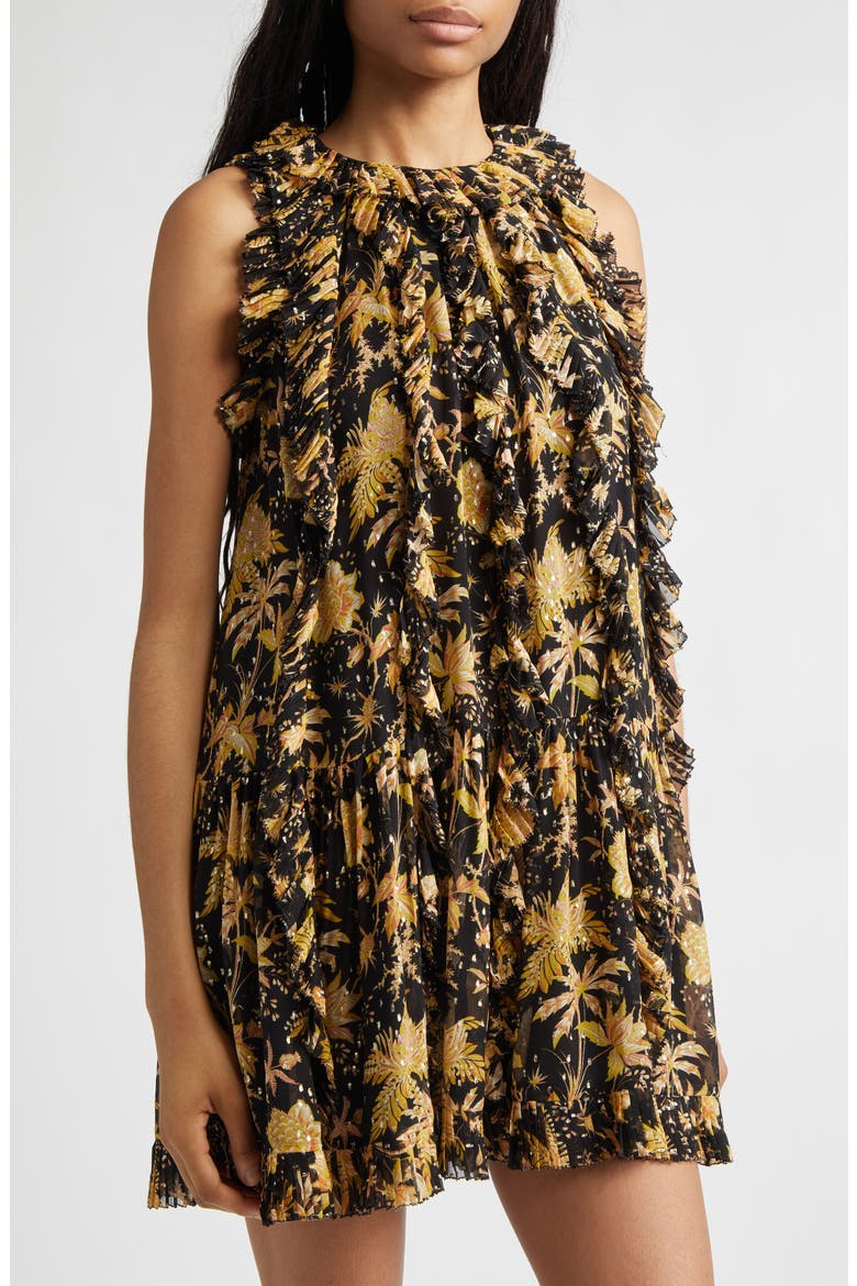 Signe Floral Silk Blend Dress, Alternate, color, FORSYTHIA
