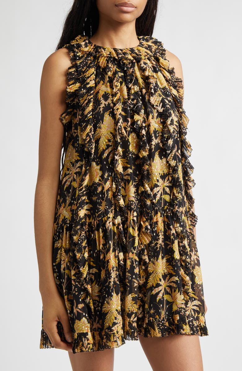 Ulla Johnson Signe Floral Silk Blend Dress, Alternate, color, Forsythia