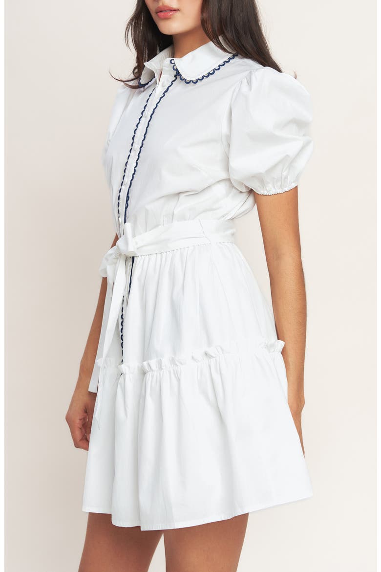 Puff Sleeve Cotton Minidress, Alternate, color, WHITE