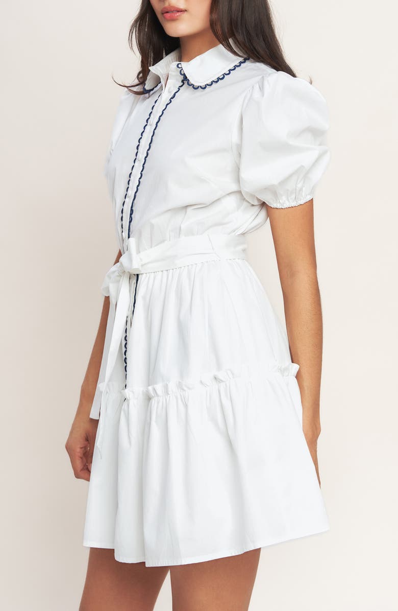 FLYING TOMATO Puff Sleeve Cotton Minidress, Alternate, color, White