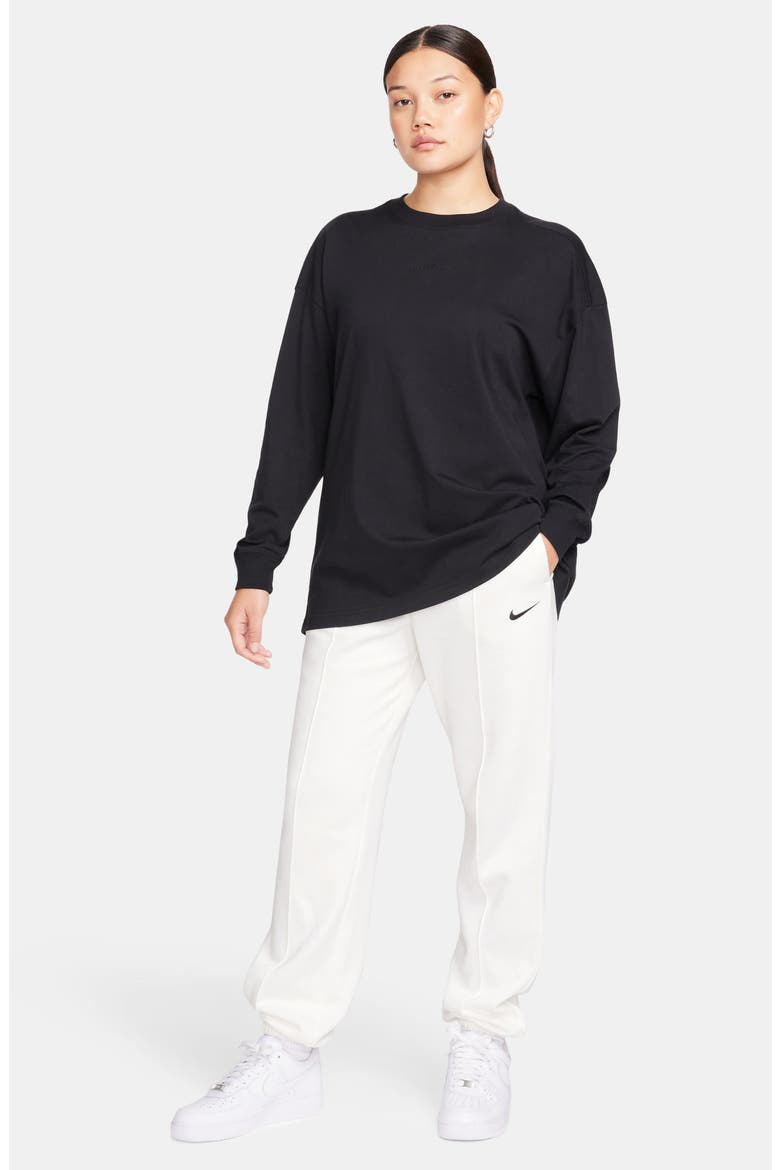 Micro Logo Oversize Long Sleeve T-Shirt, Alternate, color, BLACK/ BLACK