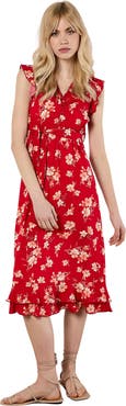 Apricot Rock Cress Floral Ditsy Midi Dress