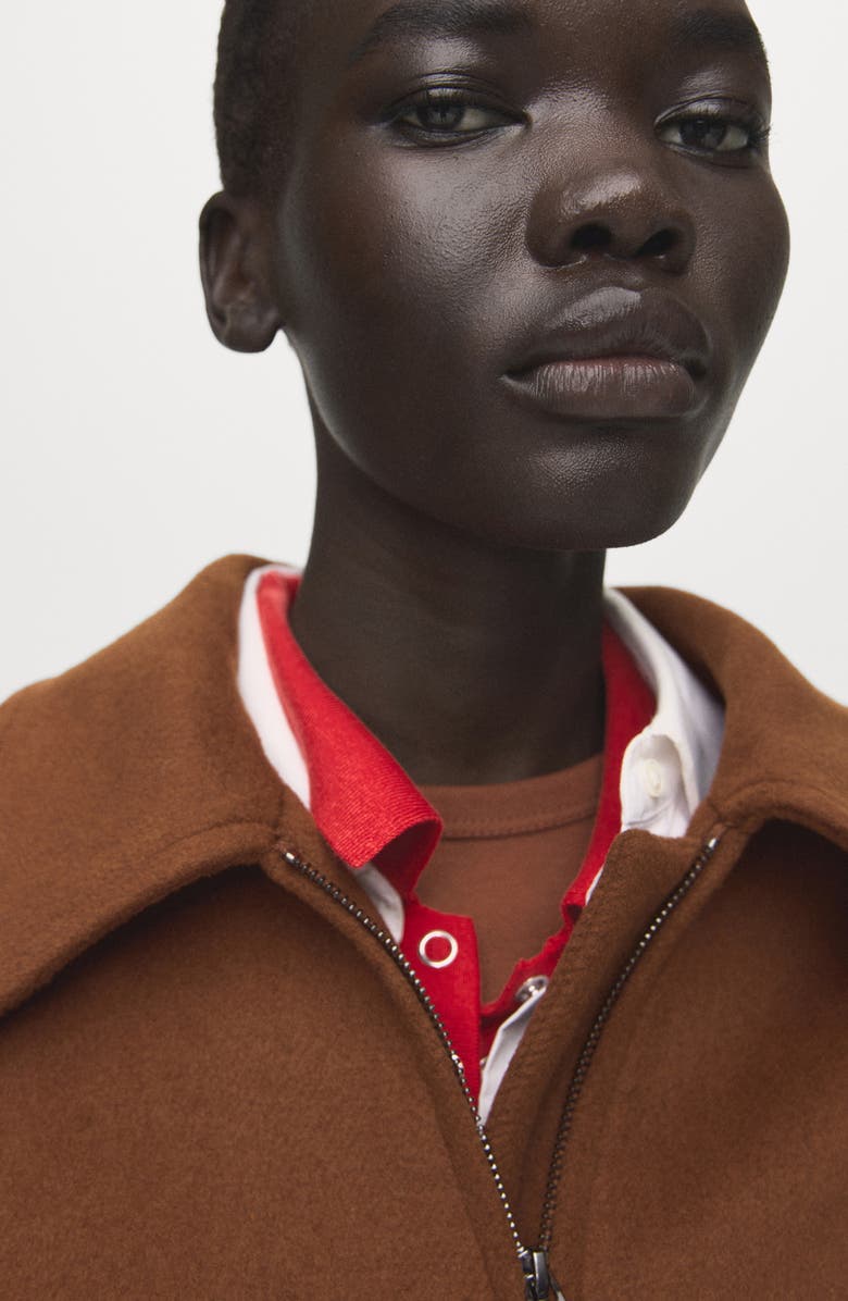 MANGO Zip Front Jacket, Alternate, color, Medium Brown