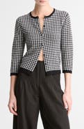 Vince Gingham Check Wool & Cotton Blend Cardigan
