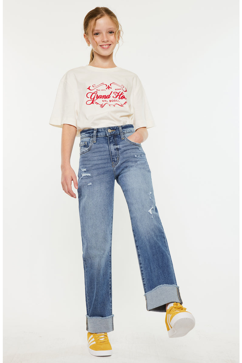 Nia High Rise Kid Straight Jeans, Alternate, color, Medium Wash