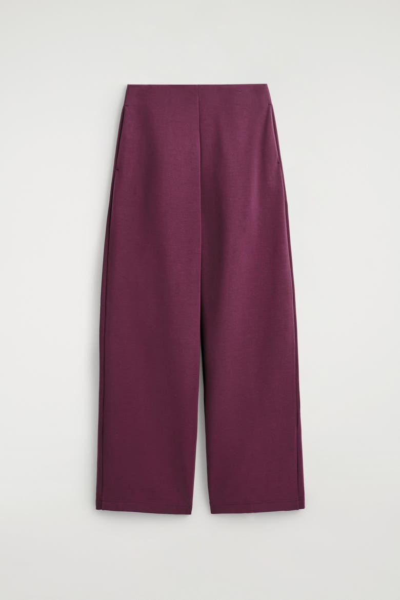 Scuba Knit Barrel Leg Joggers, Alternate, color, BORDEAUX