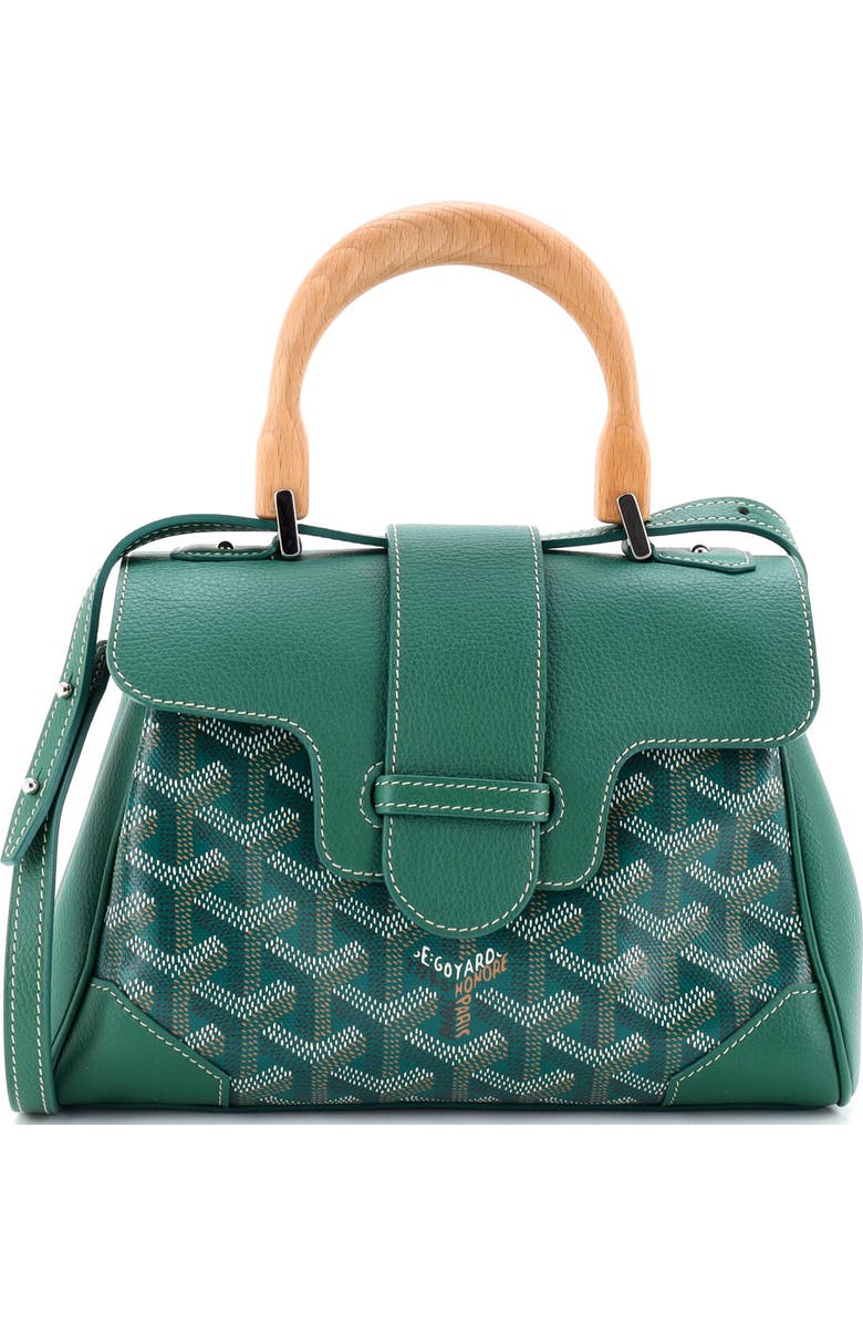 Pre-Owned Goyard Saigon Top Handle Bag Coated Canvas with Leather Mini, Main, color, Green