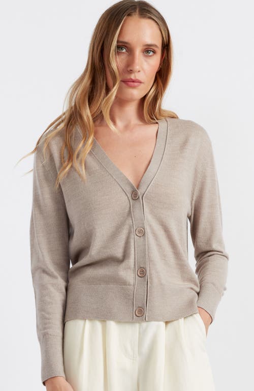 Chinti & Parker Pure Merino Ultra Fine V-neck Knit Cardigan In Smokey Taupe