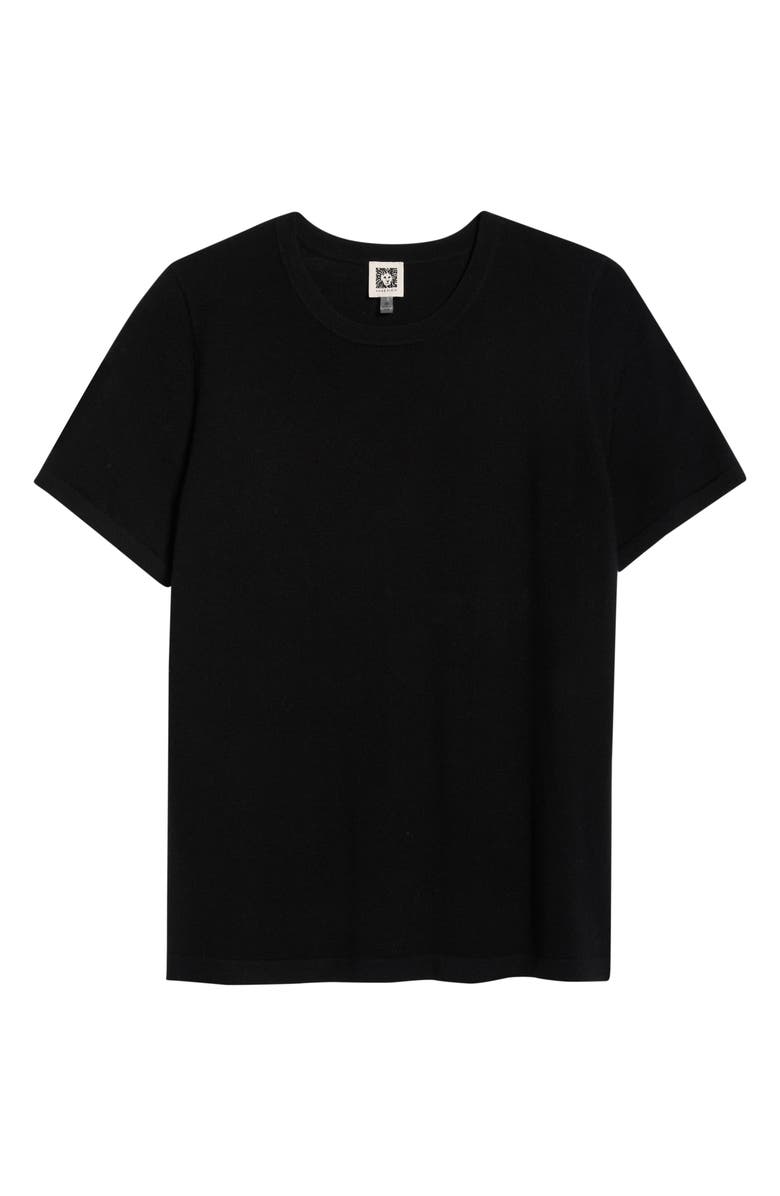 Anne Klein Luxe Washable Short Sleeve Merino Wool Sweater, Main, color, Anne Black