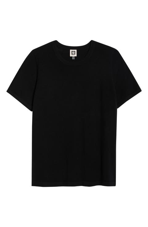 Luxe Washable Short Sleeve Merino Wool Sweater (Plus)