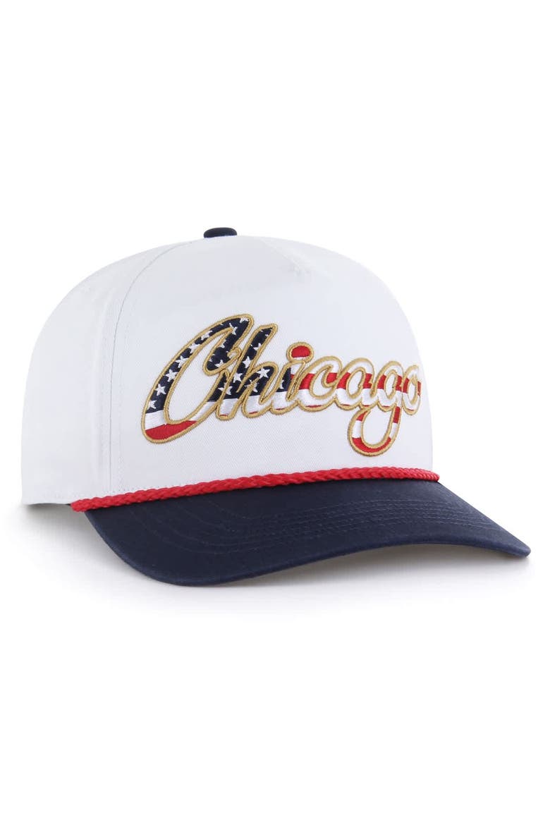 Men's '47 White Chicago Cubs Patriotic Overhand Hitch Adjustable Hat, Alternate, color, White