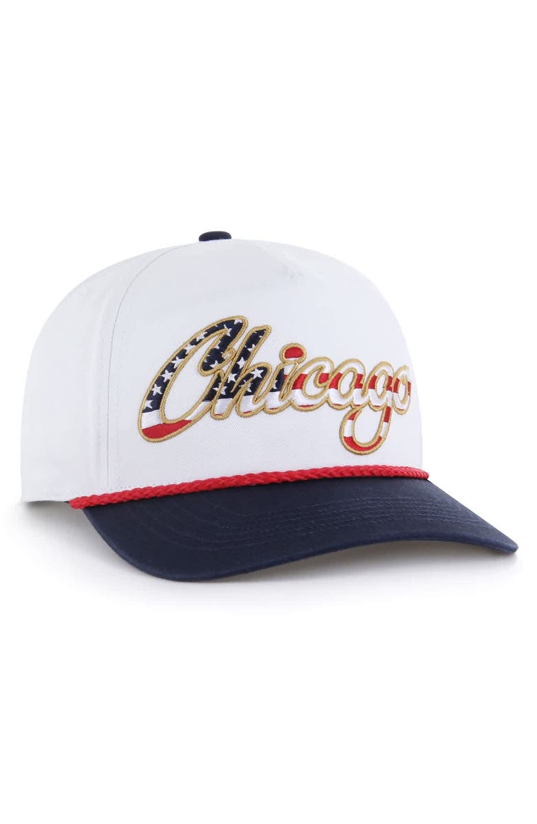 '47 Men's '47 White Chicago Cubs Patriotic Overhand Hitch Adjustable Hat, Alternate, color, White