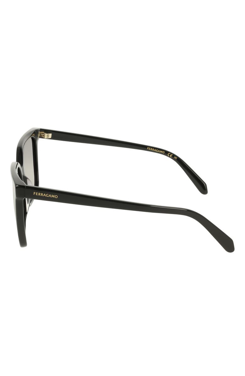 FERRAGAMO 57mm Rectangle Sunglasses, Alternate, color, Black