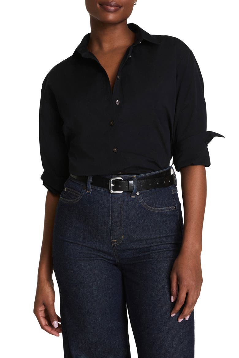 Relaxed Fit Poplin Button-Up Shirt, Main, color, CLASSIC BLACK