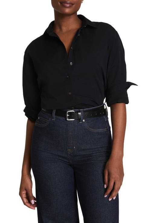 Relaxed Fit Poplin Button-Up Shirt (Regular & Plus)