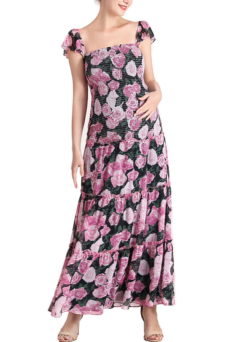 Acey Smocked Maternity Maxi Dress, Alternate, color, Multicolored